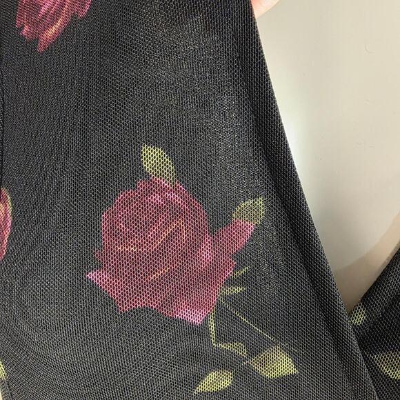 Vintage 90s Rose Mesh Wrap Maxi Dress Whimsigoth Romantic Size 18 Wedding Guest - Picture 6 of 8